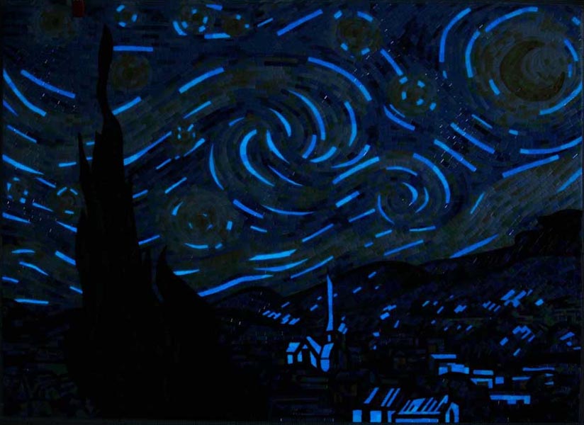 Glow in the dark glass tile mosaic detail